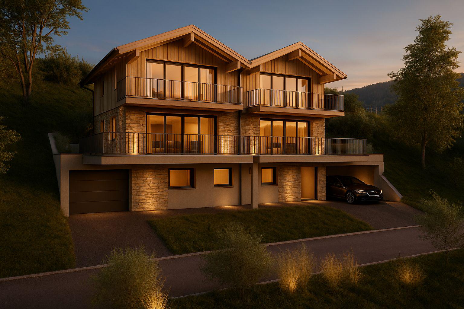 Chalet mitoyen de 4,5 pièces avec garage