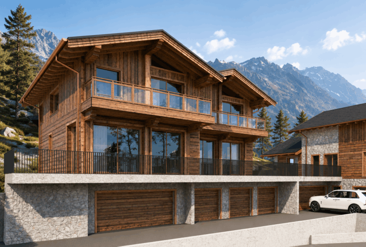 Chalet neuf 5.5 pces en ossature bois avec vue panoramique sur le lac et les Alpes