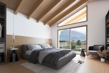 Chalet neuf 5.5 pces en ossature bois avec vue panoramique sur le lac et les Alpes