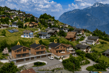 Chalet neuf 5.5 pces en ossature bois avec vue panoramique sur le lac et les Alpes